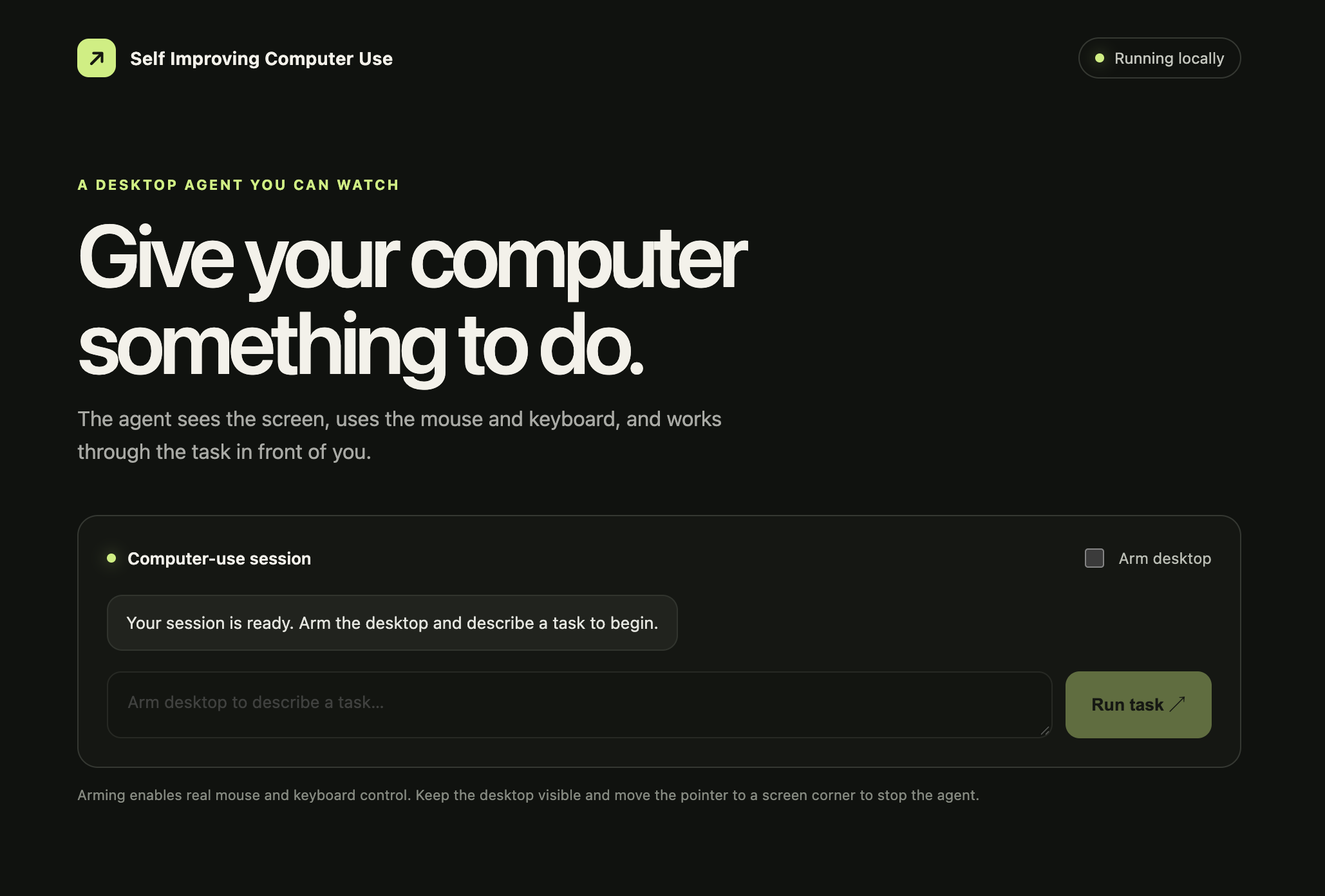 Recursive computer-use project interface